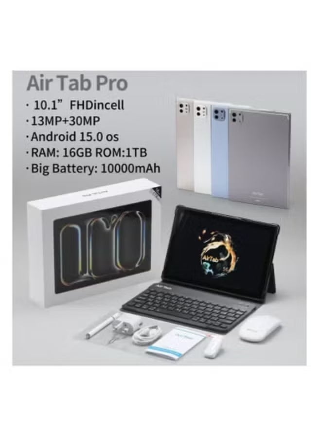 AIR TAB 10.1-Inch Android Smart Tablet with Arabic & English Keyboard | Dual SIM 4G LTE + Wi-Fi | Full HD Display | Long Battery Life | Slim & Lightweight Design | Ideal for Work, Study, Streaming & Everyday Productivity | Grey Color - Image 2